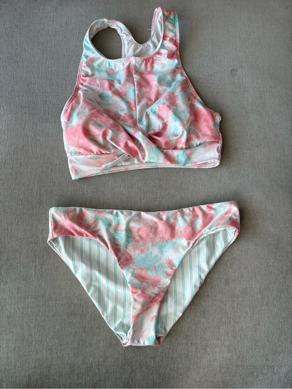 Splendid Pink & Aqua Watercolor Two-Piece Bikini
